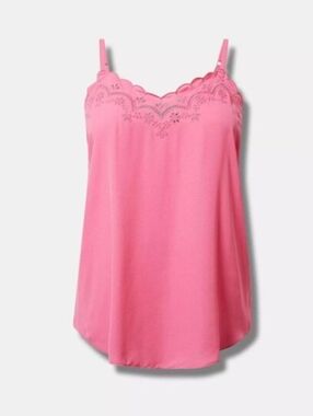 Torrid Sophie Georgette Embroidered Camisole Tank Top Gin Fizz Pink